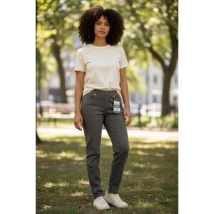NEW Woman's Gray Pants Stretchy Jeans Sz 14 Gloria Vanderbilt Slimming Casual